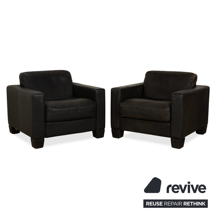 Fauteuil en cuir Sede DS-270 2 places, coloris ardoise noire