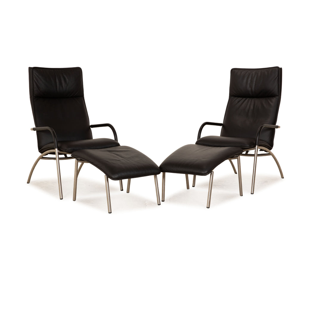 de Sede DS 270 Leder Sessel Garnitur inkl Hocker Schwarz