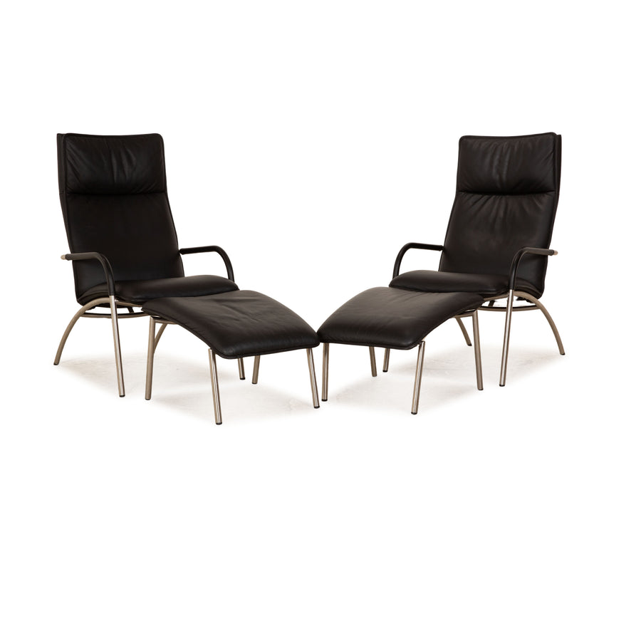 de Sede DS 270 Leder Sessel Garnitur inkl Hocker Schwarz