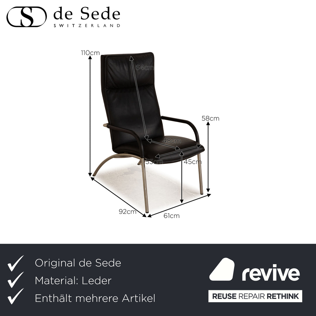 de Sede DS 270 Leder Sessel Garnitur inkl Hocker Schwarz