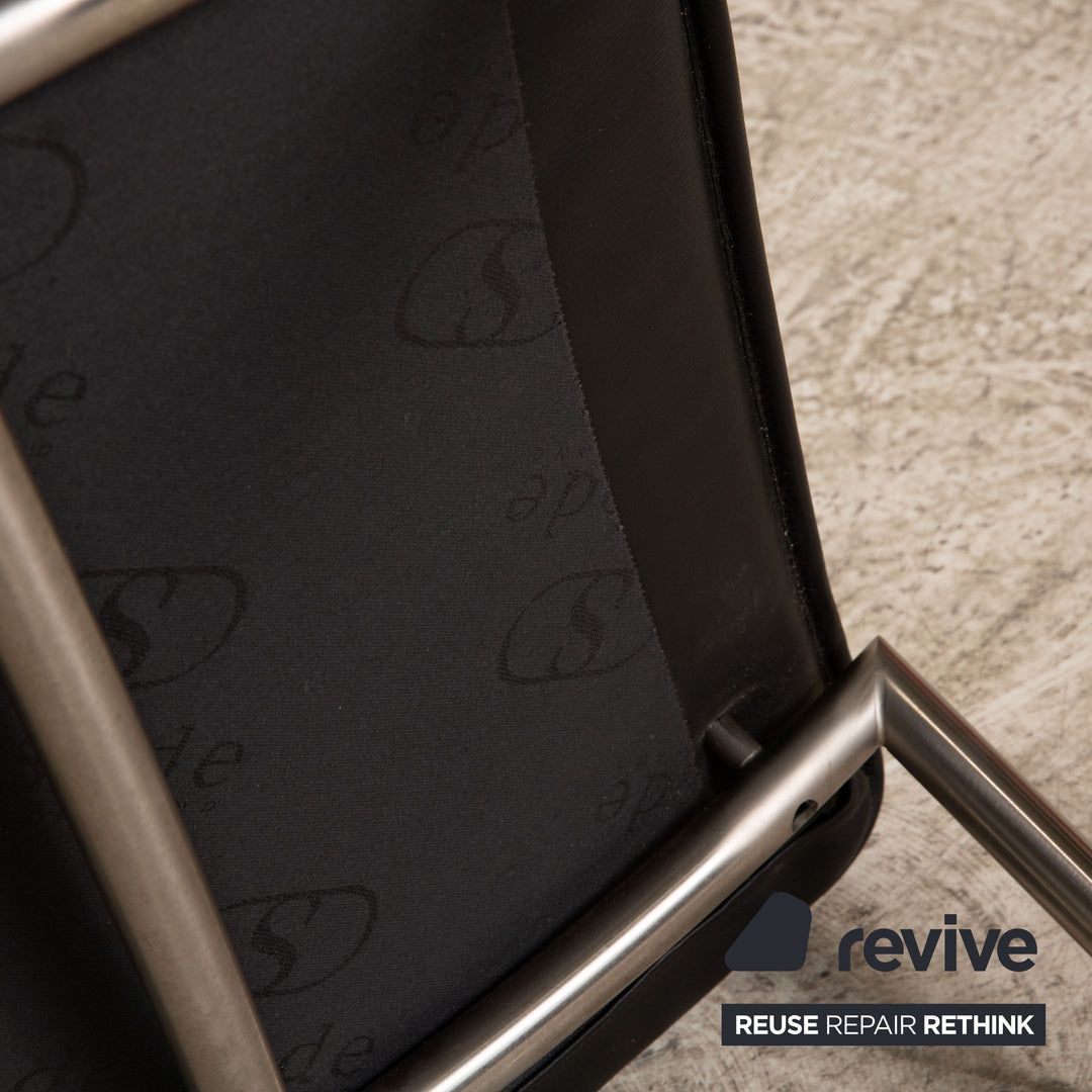 de Sede DS 270 Leder Sessel Garnitur inkl Hocker Schwarz