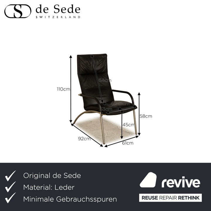 de Sede DS 270 leather armchair black incl. stool