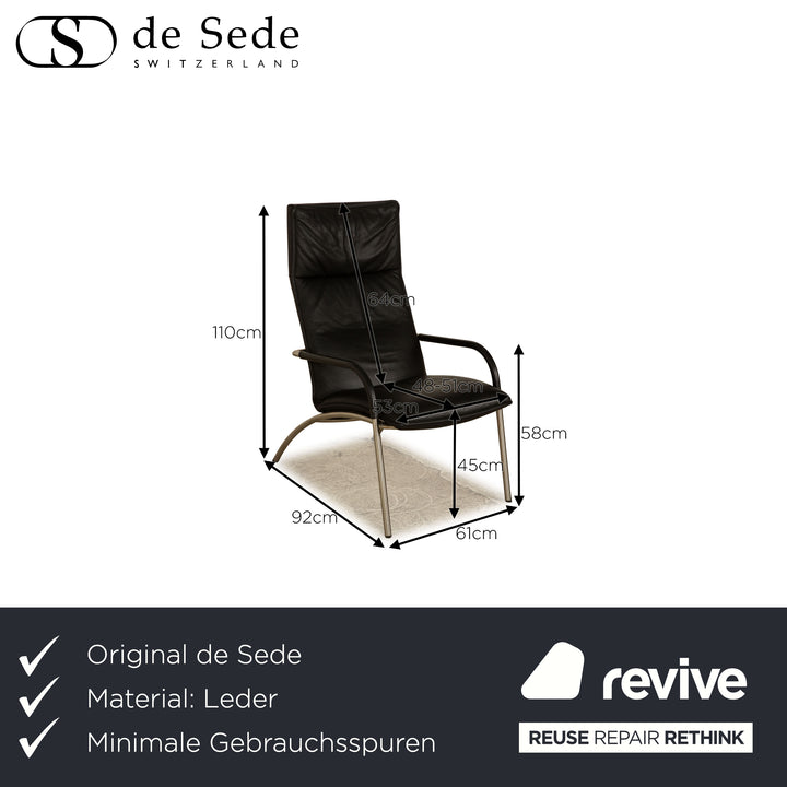de Sede DS 270 Leder Sessel Schwarz inkl. Hocker
