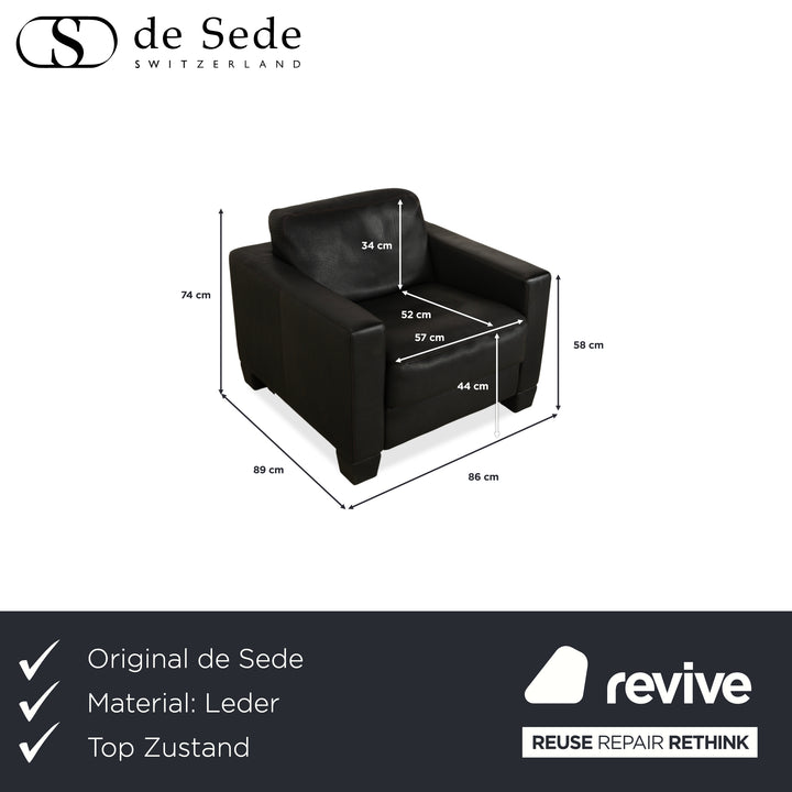 de Sede DS-270 Leder Sessel Schwarz Schiefer