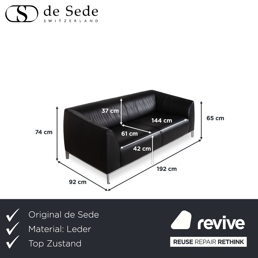 de Sede DS-276 Leder Zweisitzer Schwarz Sofa Couch