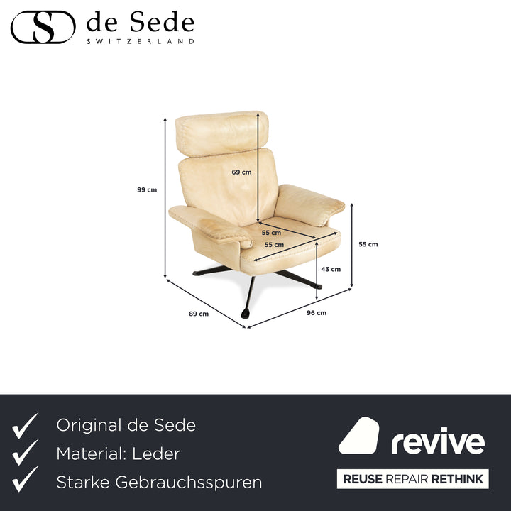de Sede DS-31 Leder Sessel Creme manuelle Funktion