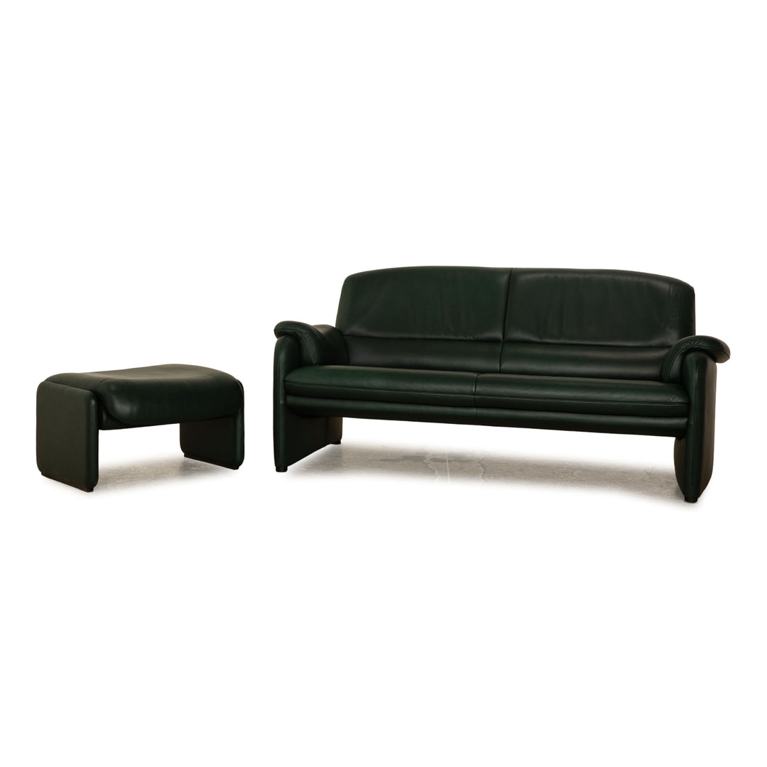 de Sede DS 320 Leder Sofa Garnitur Grün Zweisitzer Hocker