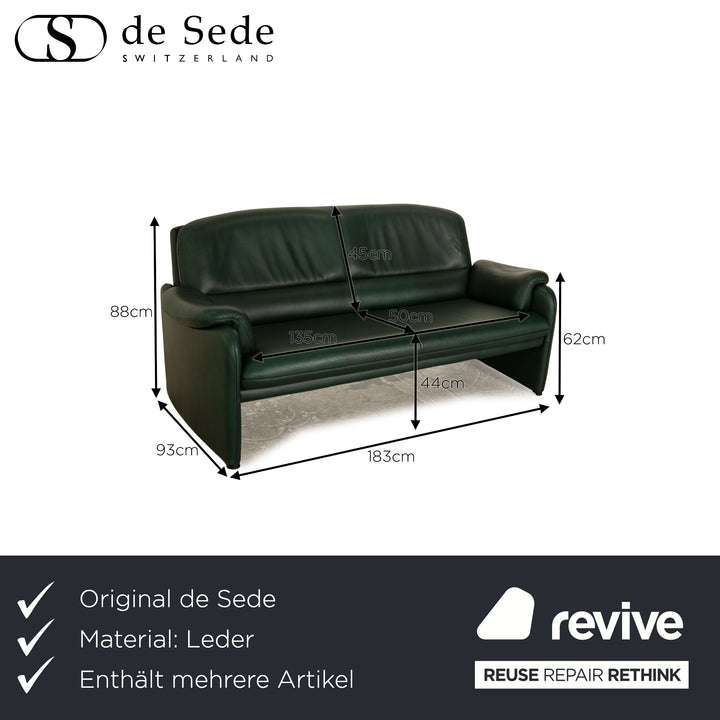 de Sede DS 320 Leder Sofa Garnitur Grün Zweisitzer Hocker