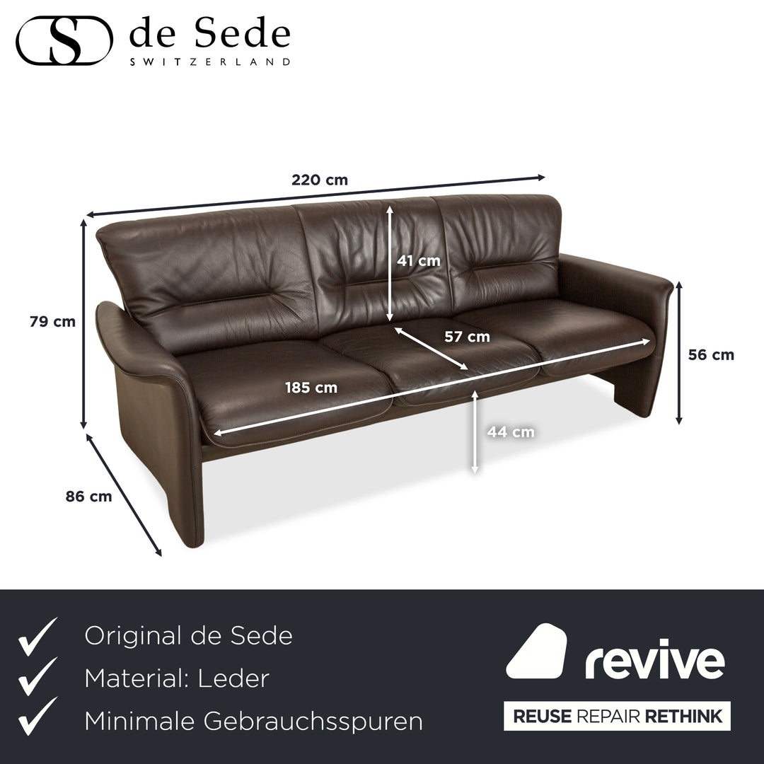 Canapé trois places en cuir marron café de Sede DS-350