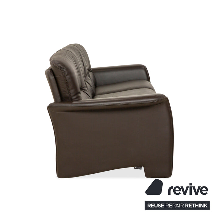 Canapé trois places en cuir marron café de Sede DS-350