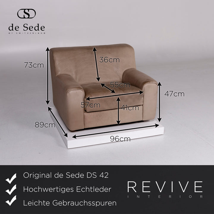 de Sede DS 42 Leder Sofa Garnitur Braun 1x Dreisitzer 1x Zweisitzer 2x Sessel 1x Hocker #10566