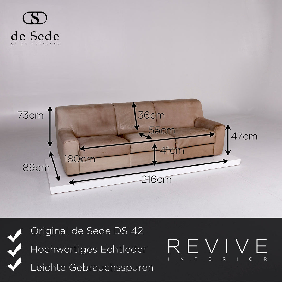 de Sede DS 42 Leder Sofa Garnitur Braun 1x Dreisitzer 1x Zweisitzer 2x Sessel 1x Hocker #10566