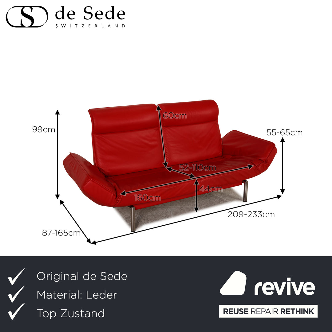 de Sede DS 450 Cuir Soda Rouge Fonction Canapé 2 Places