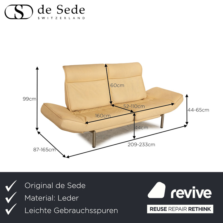 de Sede DS 450 Leder Sofa Creme Zweisitzer Couch Funktion Relaxfunktion