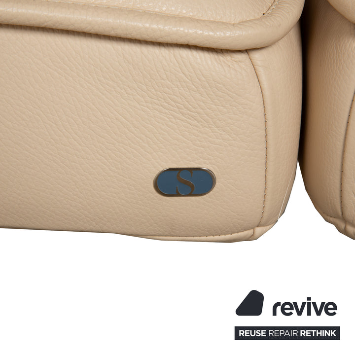 De Sede DS-450 Leather Two-Seater Cream Beige Manual Function Sofa Couch