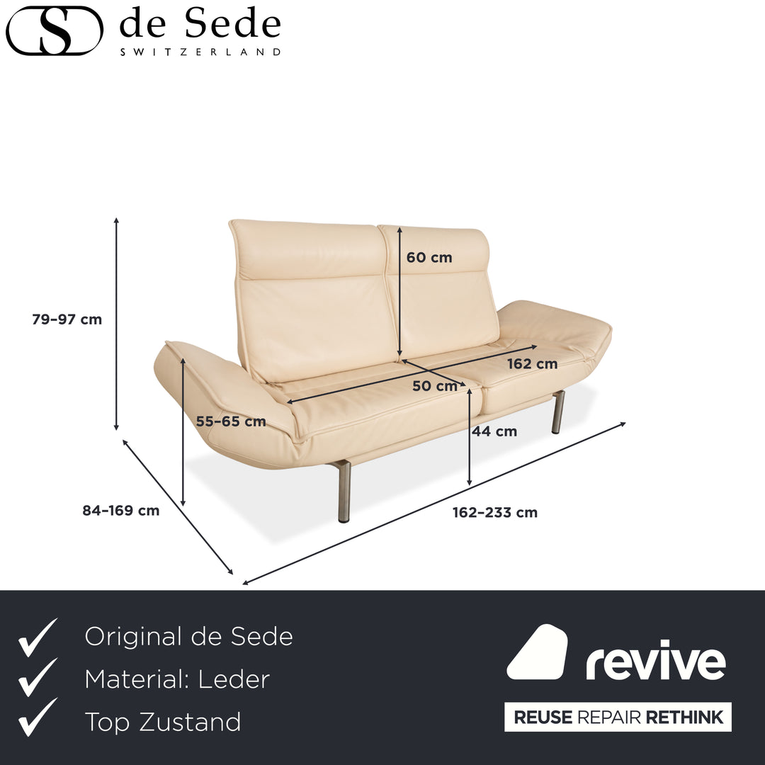 De Sede DS-450 Leder Zweisitzer Creme Beige manuelle Funktion Sofa Couch