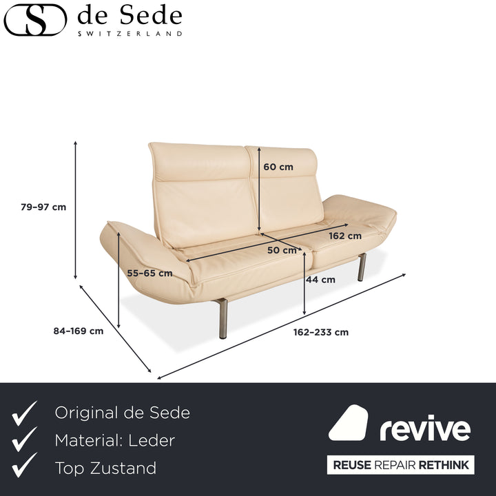 De Sede DS-450 Leder Zweisitzer Creme Beige manuelle Funktion Sofa Couch