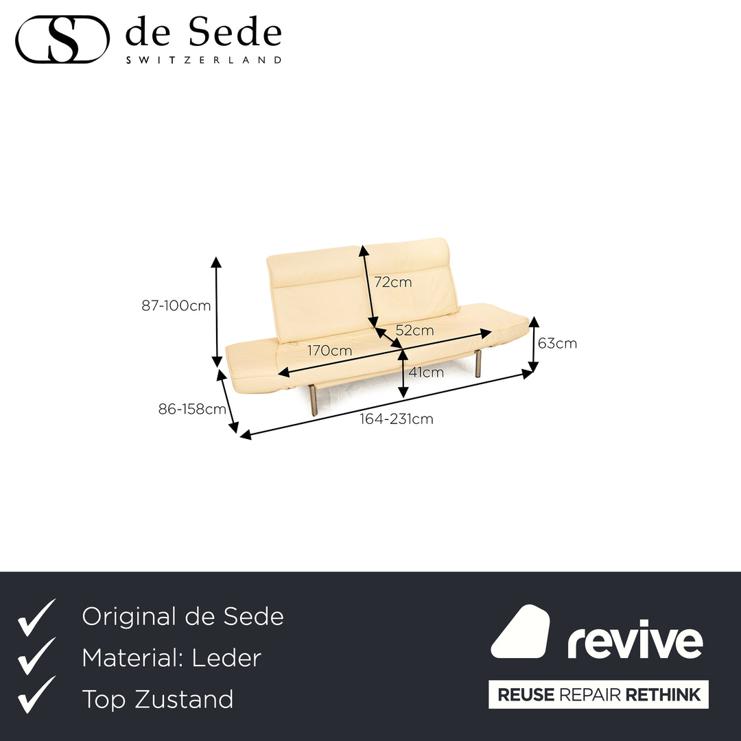 de Sede DS 450 Leder Zweisitzer Creme manuelle Funktion Sofa Couch