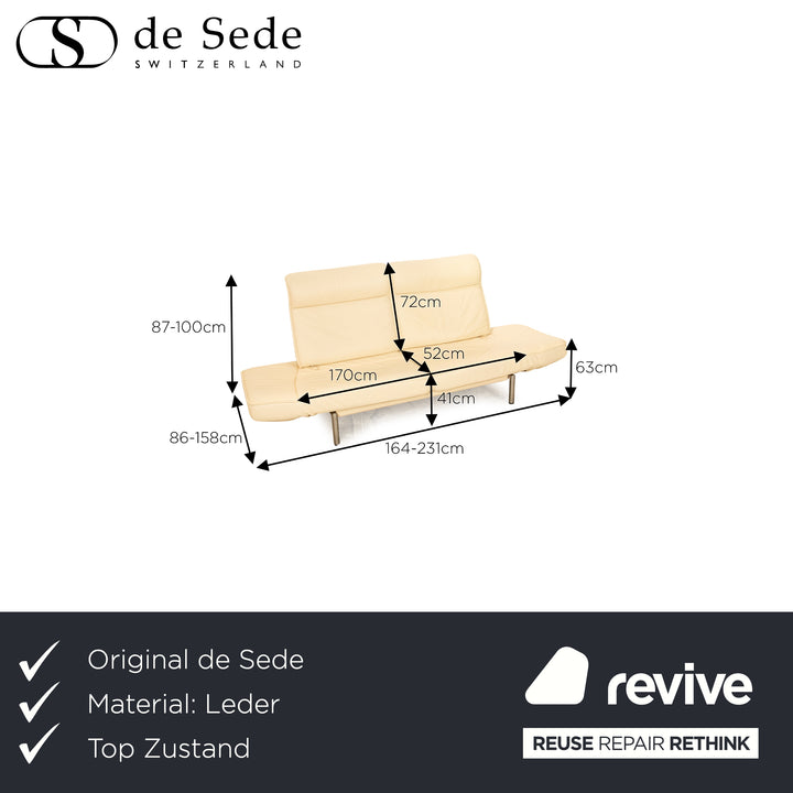 de Sede DS 450 Leder Zweisitzer Creme manuelle Funktion Sofa Couch
