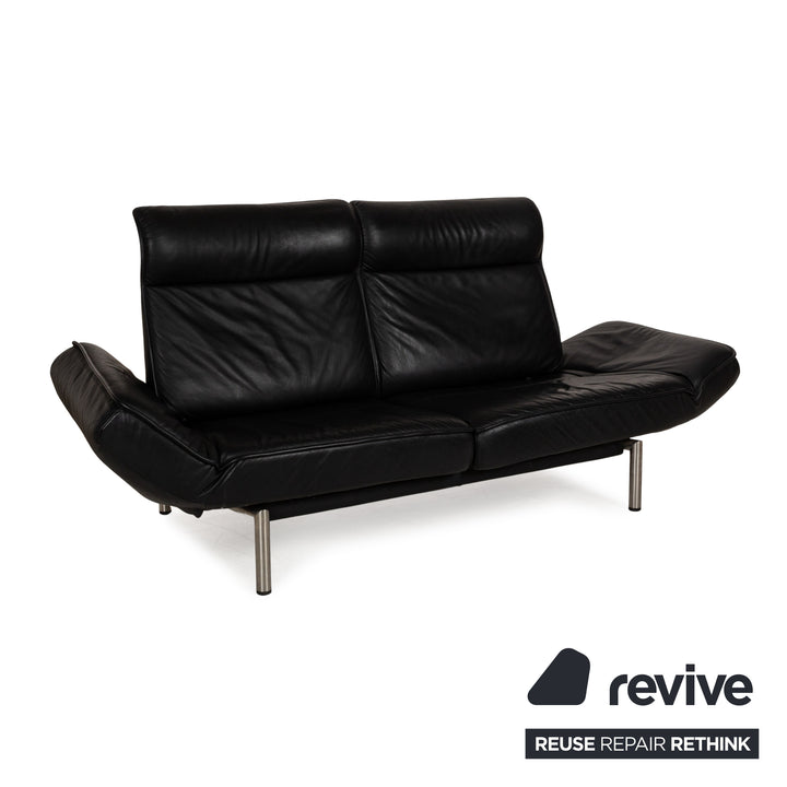 de Sede DS 450 Leather Two-Seater Black Manual Function Sofa Couch