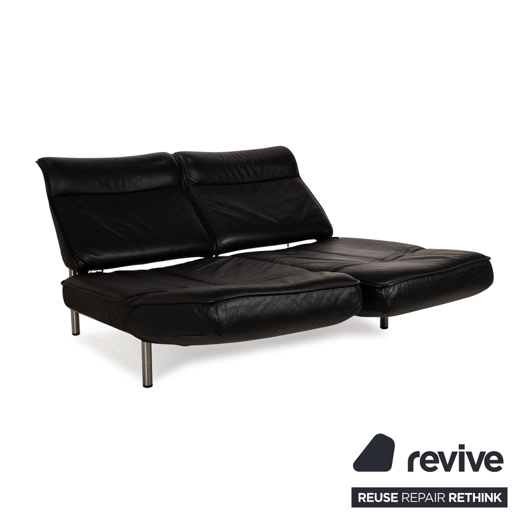 de Sede DS 450 Leather Two-Seater Black Manual Function Sofa Couch