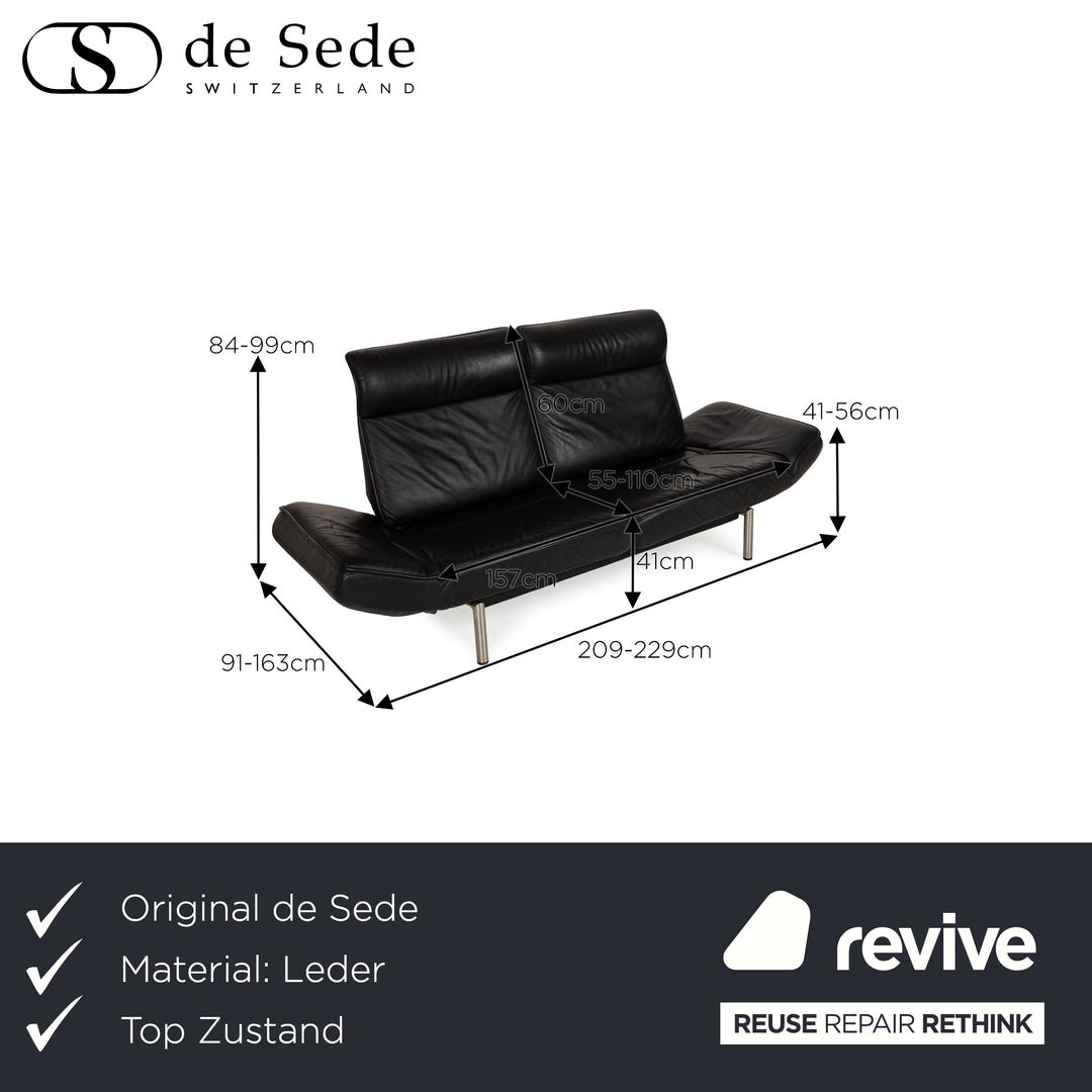 de Sede DS 450 Leder Zweisitzer Schwarz manuelle Funktion	Sofa Couch