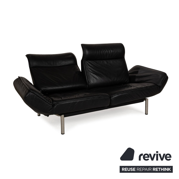 de Sede DS 450 Leather Two-Seater Black Manual Function Sofa Couch