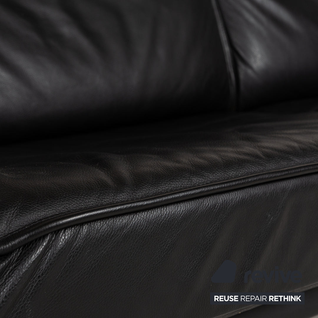 de Sede DS 450 Leather Two-Seater Black Manual Function Sofa Couch