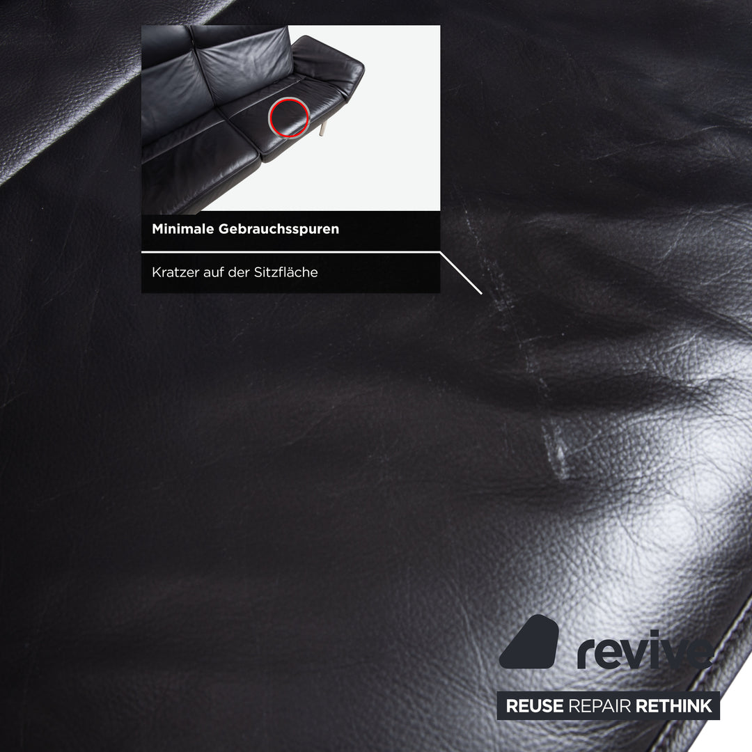 de Sede DS 450 Leather Two Seater Black Manual Function Sofa Couch