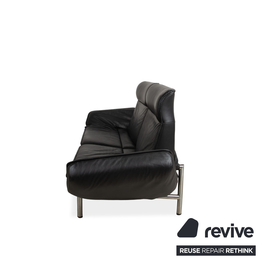 de Sede DS 450 Leather Two Seater Black Manual Function Sofa Couch