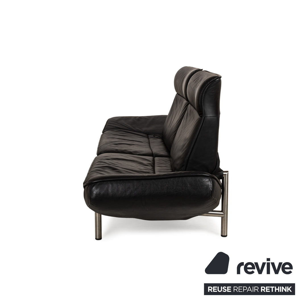 de Sede DS 450 Leather Two-Seater Black Manual Function Sofa Couch