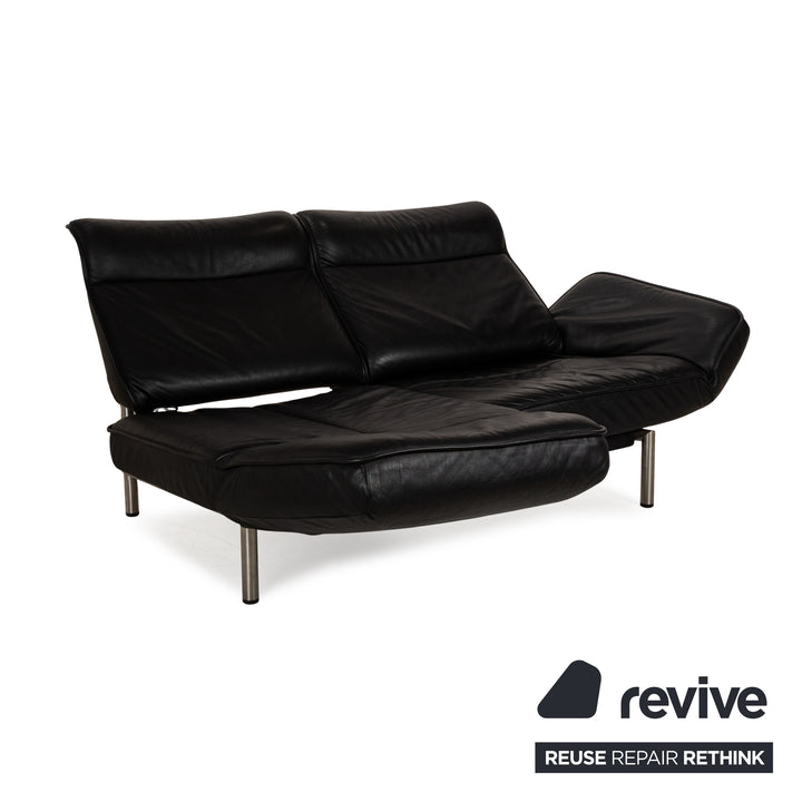 de Sede DS 450 Leather Two-Seater Black Manual Function Sofa Couch