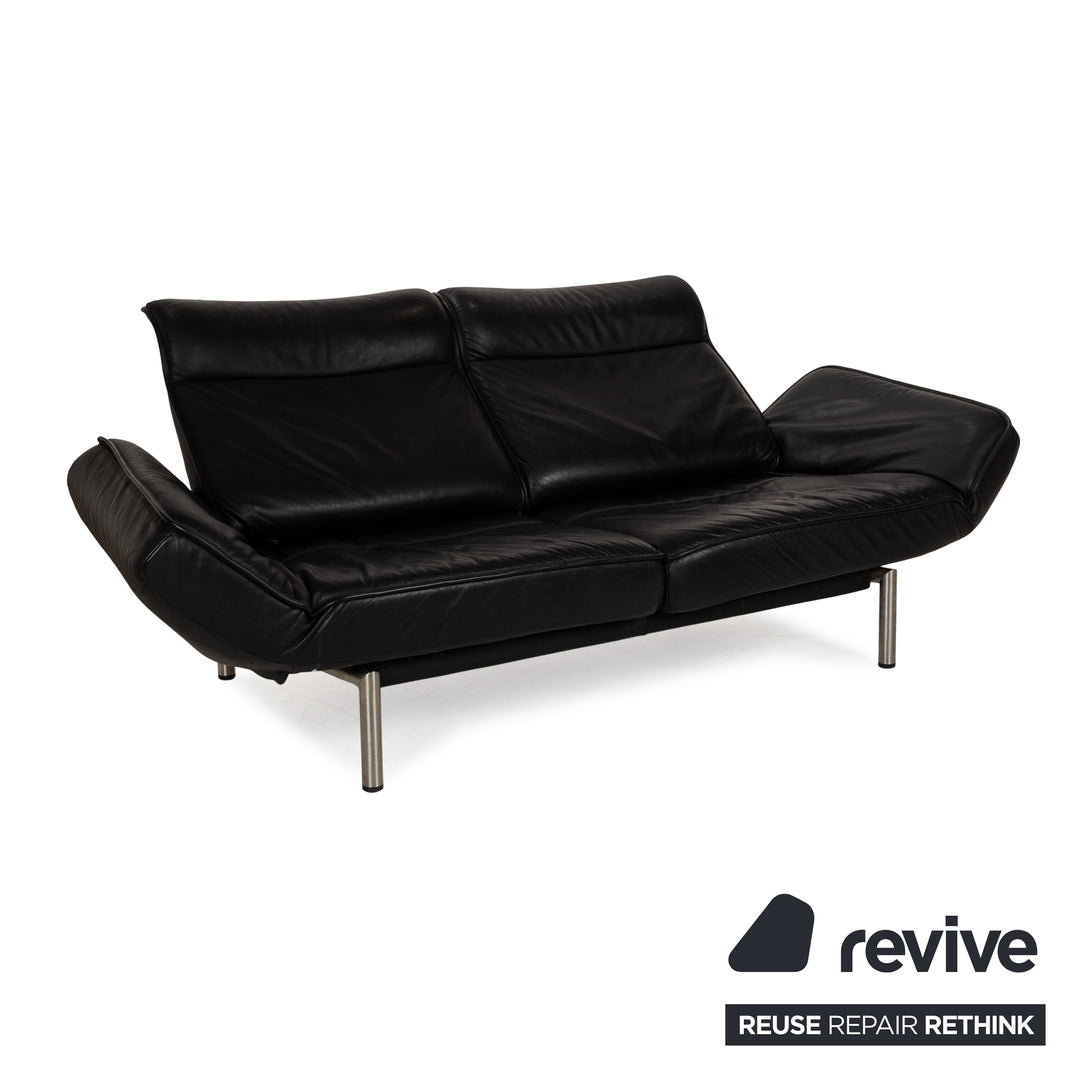 de Sede DS 450 Leather Two-Seater Black Manual Function Sofa Couch