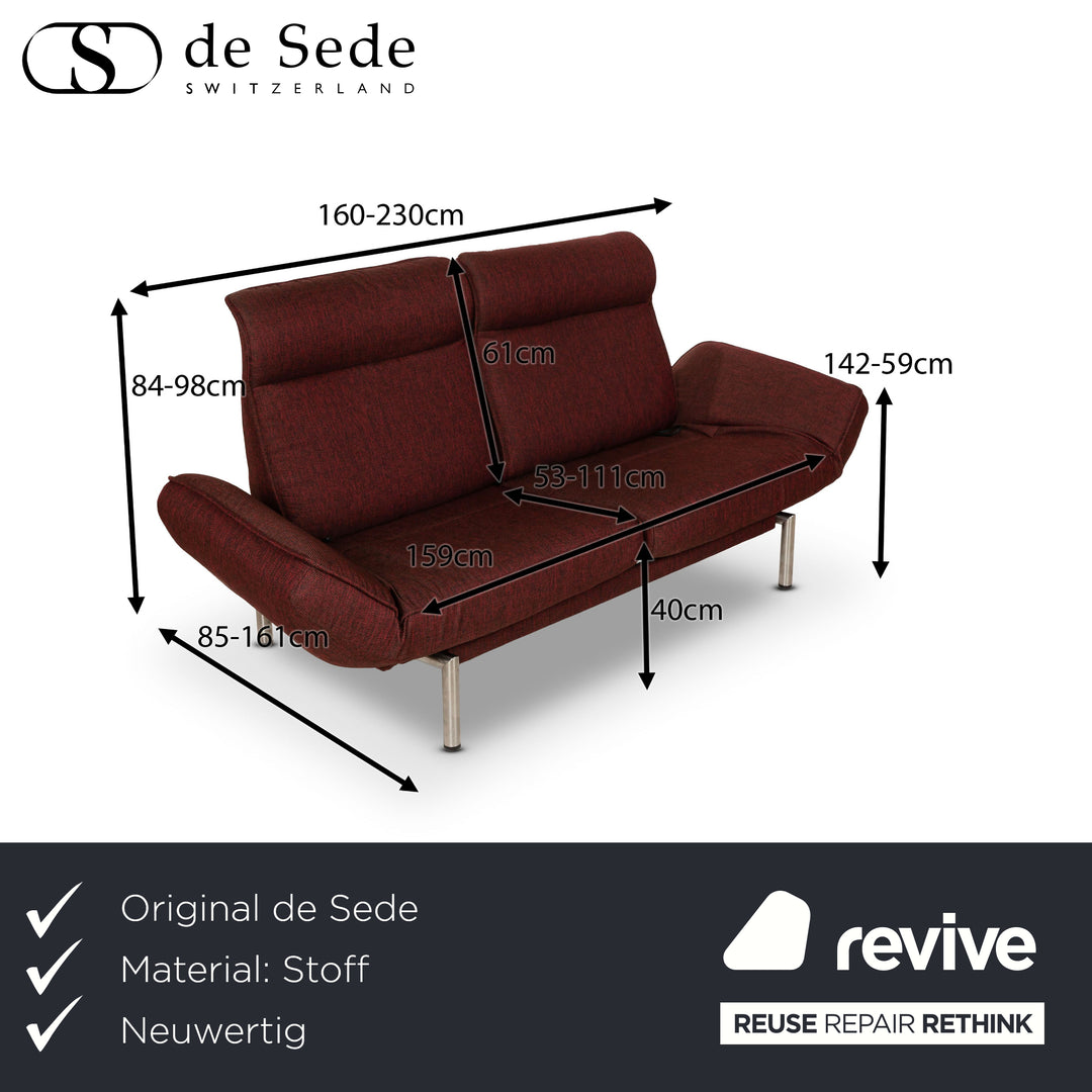 de Sede DS 450 Stoff Sofa Rot Zweisitzer Funktion Relaxfunktion Neubezug