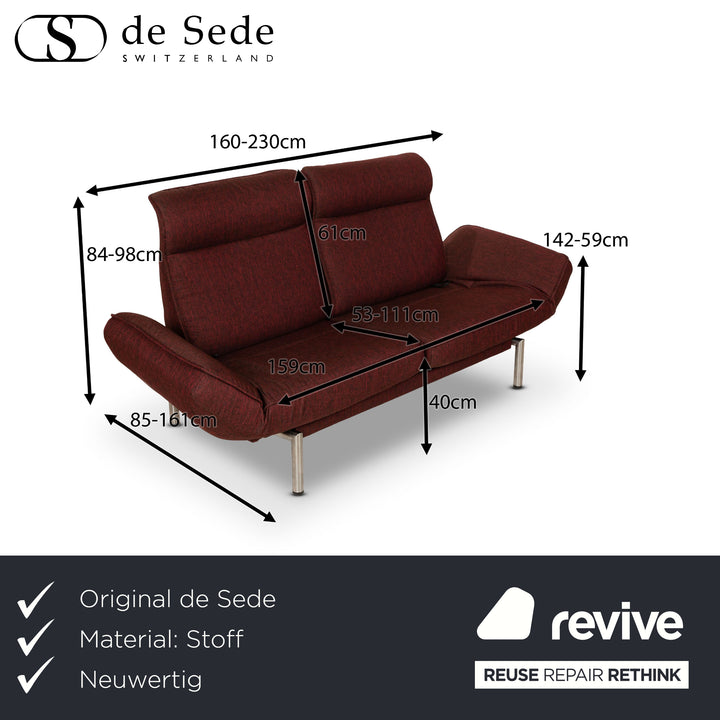 de Sede DS 450 Stoff Sofa Rot Zweisitzer Funktion Relaxfunktion Neubezug