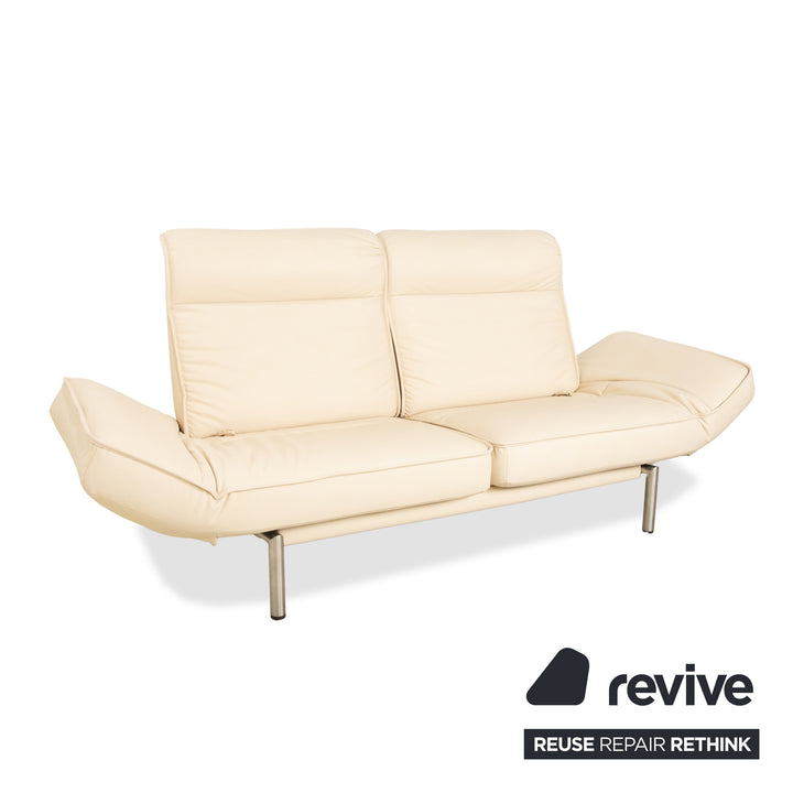 de Sede DS-450 vegan leather two-seater couch cream beige manual relaxation function by Thomas Althaus new cover