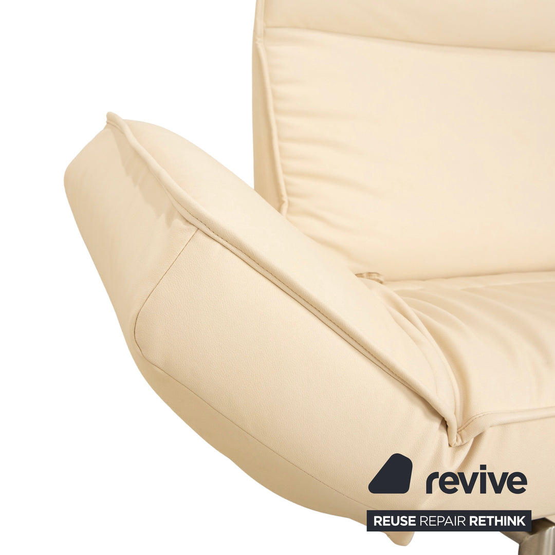 de Sede DS-450 vegan leather two-seater couch cream beige manual relaxation function by Thomas Althaus new cover