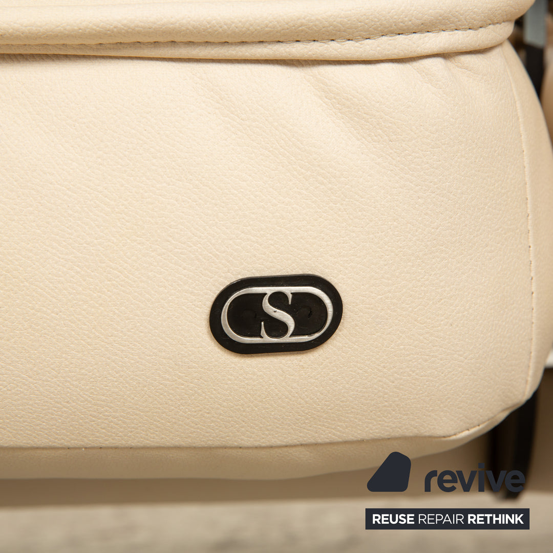 de Sede DS-450 vegan leather two-seater couch cream beige manual relaxation function by Thomas Althaus new cover