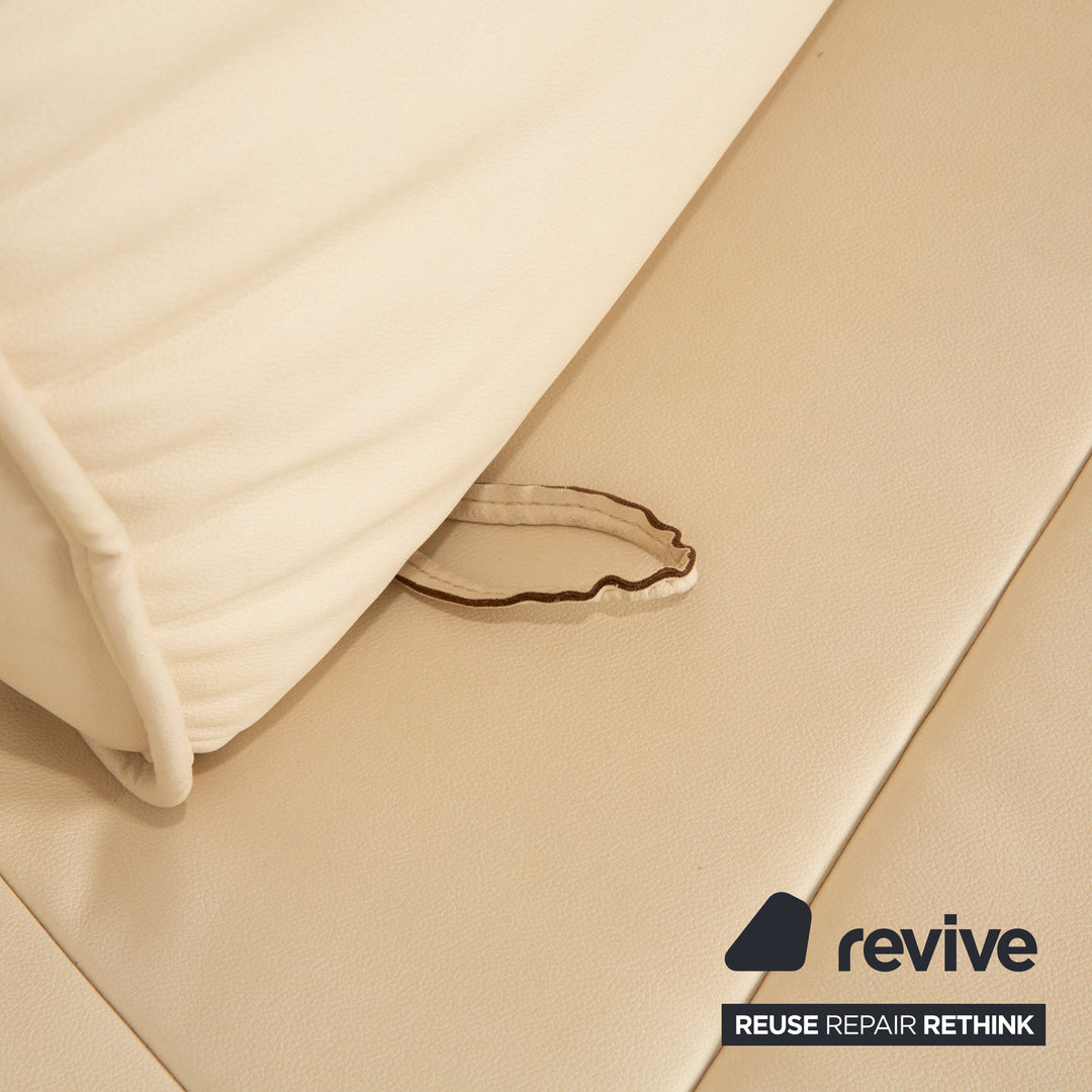 Canapé deux places en cuir vegan de Sede DS-450 crème beige fonction relaxation manuelle par Thomas Althaus nouvelle housse