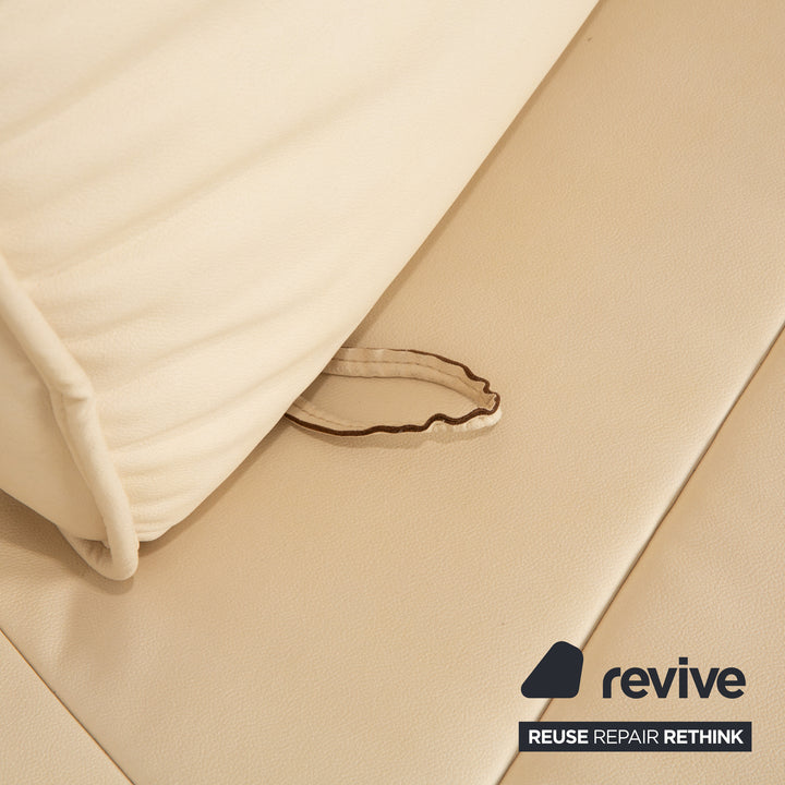 Canapé deux places en cuir vegan de Sede DS-450 crème beige fonction relaxation manuelle par Thomas Althaus nouvelle housse