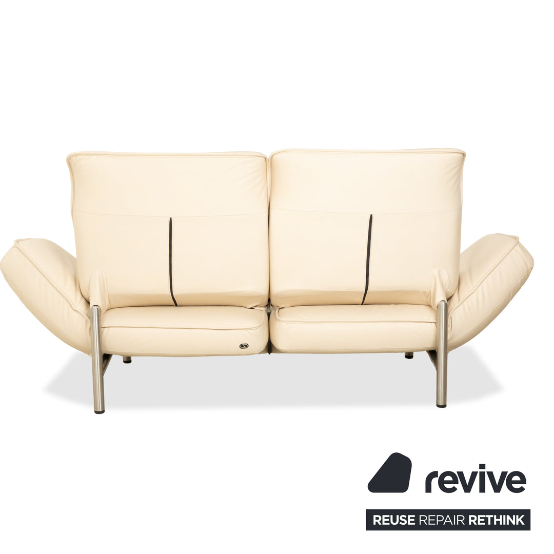 Canapé deux places en cuir vegan de Sede DS-450 crème beige fonction relaxation manuelle par Thomas Althaus nouvelle housse