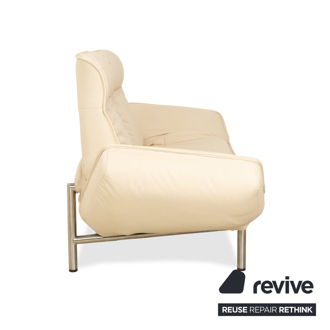 Canapé deux places en cuir vegan de Sede DS-450 crème beige fonction relaxation manuelle par Thomas Althaus nouvelle housse