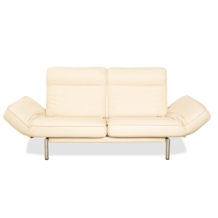 de Sede DS-450 vegan leather two-seater couch cream beige manual relaxation function by Thomas Althaus new cover