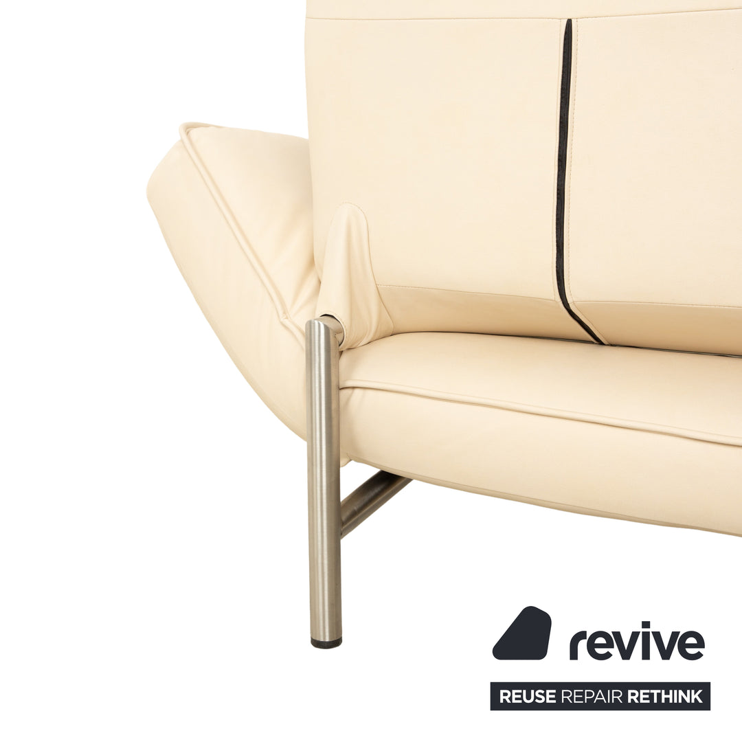 de Sede DS-450 vegan leather two-seater couch cream beige manual relaxation function by Thomas Althaus new cover