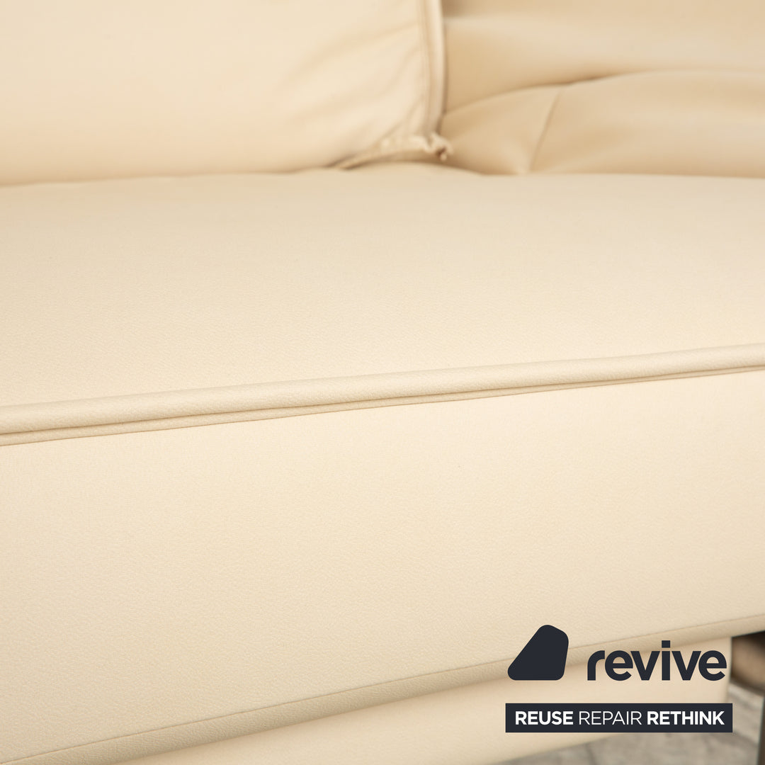 Canapé deux places en cuir vegan de Sede DS-450 crème beige fonction relaxation manuelle par Thomas Althaus nouvelle housse