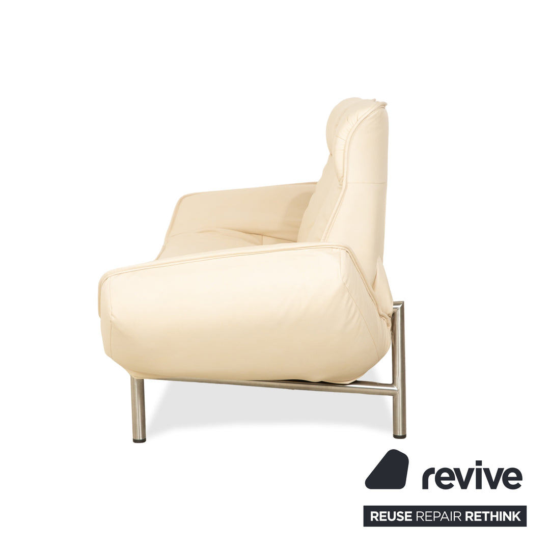 Canapé deux places en cuir vegan de Sede DS-450 crème beige fonction relaxation manuelle par Thomas Althaus nouvelle housse