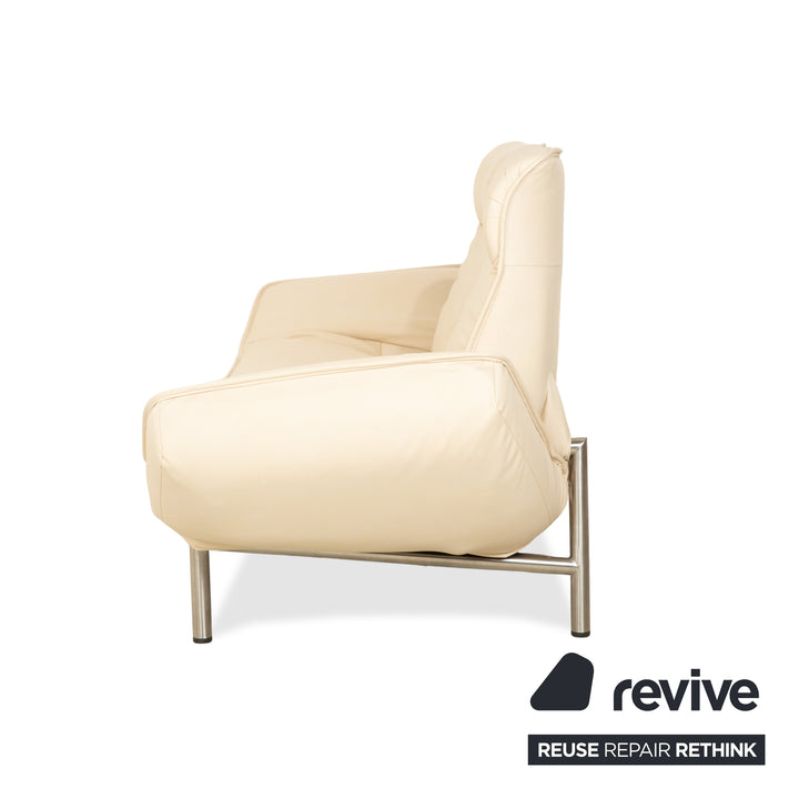 Canapé deux places en cuir vegan de Sede DS-450 crème beige fonction relaxation manuelle par Thomas Althaus nouvelle housse