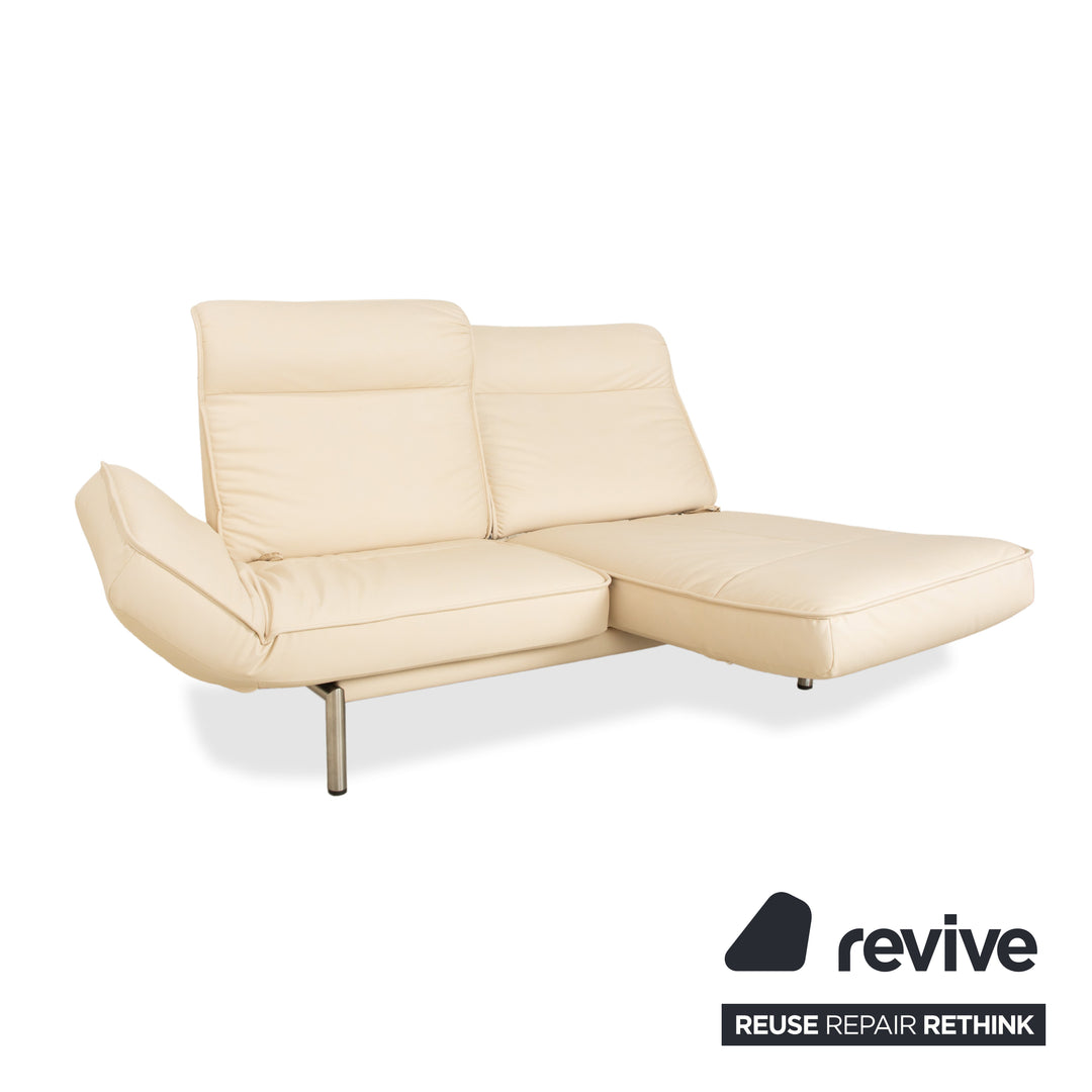 de Sede DS-450 vegan leather two-seater couch cream beige manual relaxation function by Thomas Althaus new cover