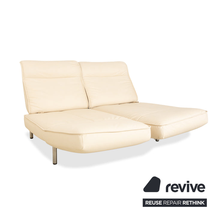 de Sede DS-450 vegan leather two-seater couch cream beige manual relaxation function by Thomas Althaus new cover