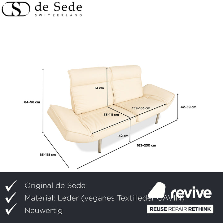 de Sede DS-450 veganes Leder Zweisitzer Couch Creme Beige manuelle Relaxfunktion by Thomas Althaus Neubezug